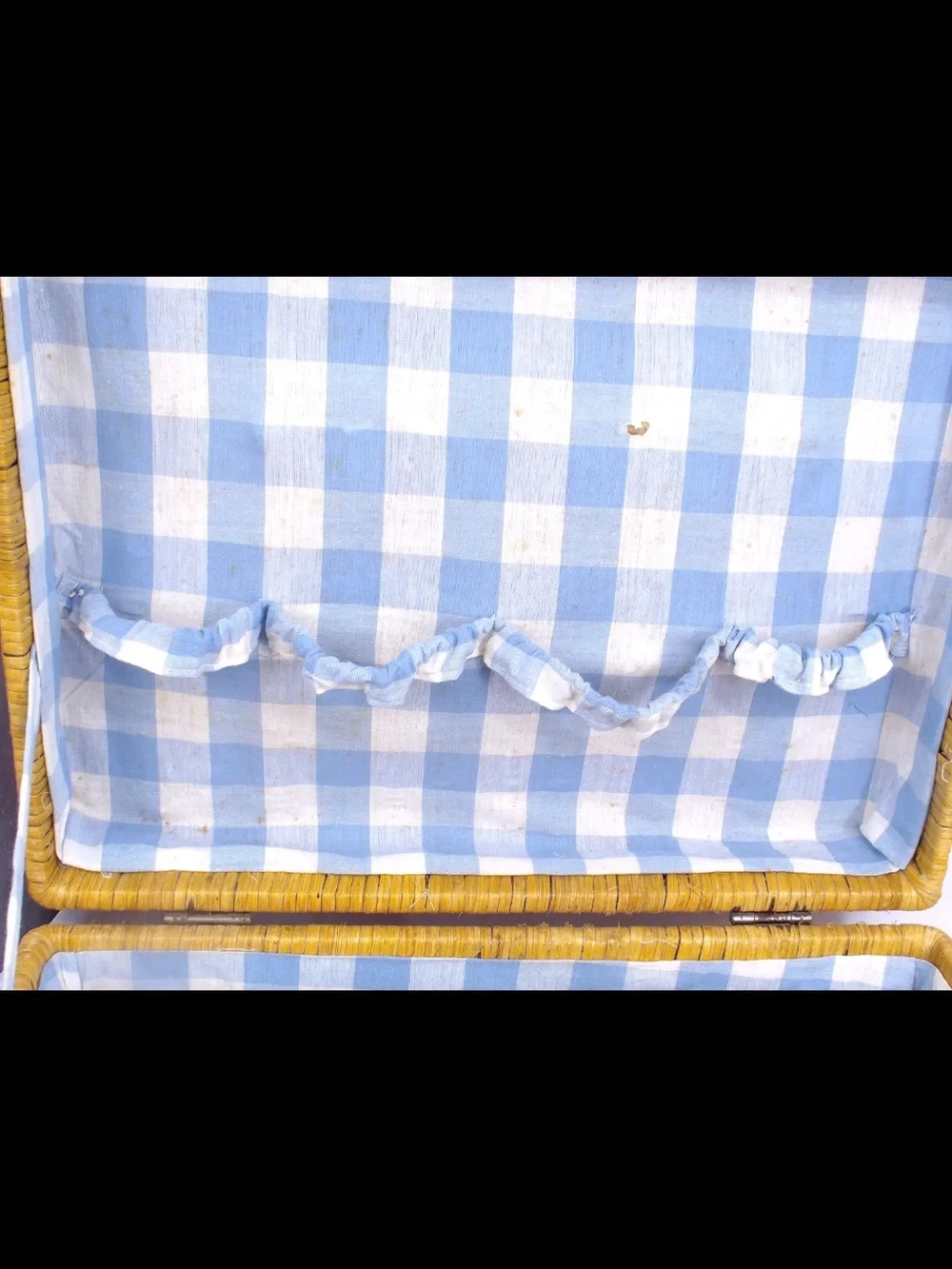 Vintage Wicker Picnic Basket Set with Dish Set - RARE Antique 18 PIECES